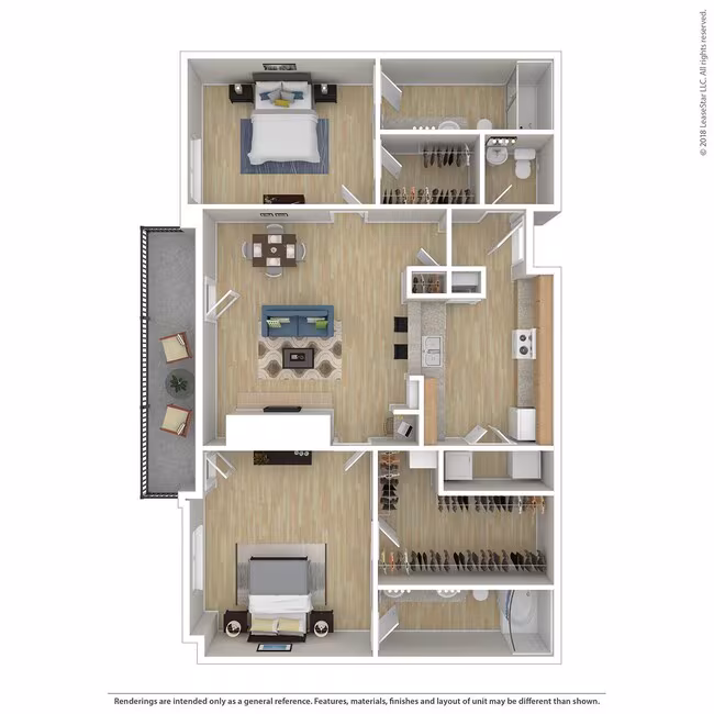 2 Beds • 2 Bath 211A floor plan